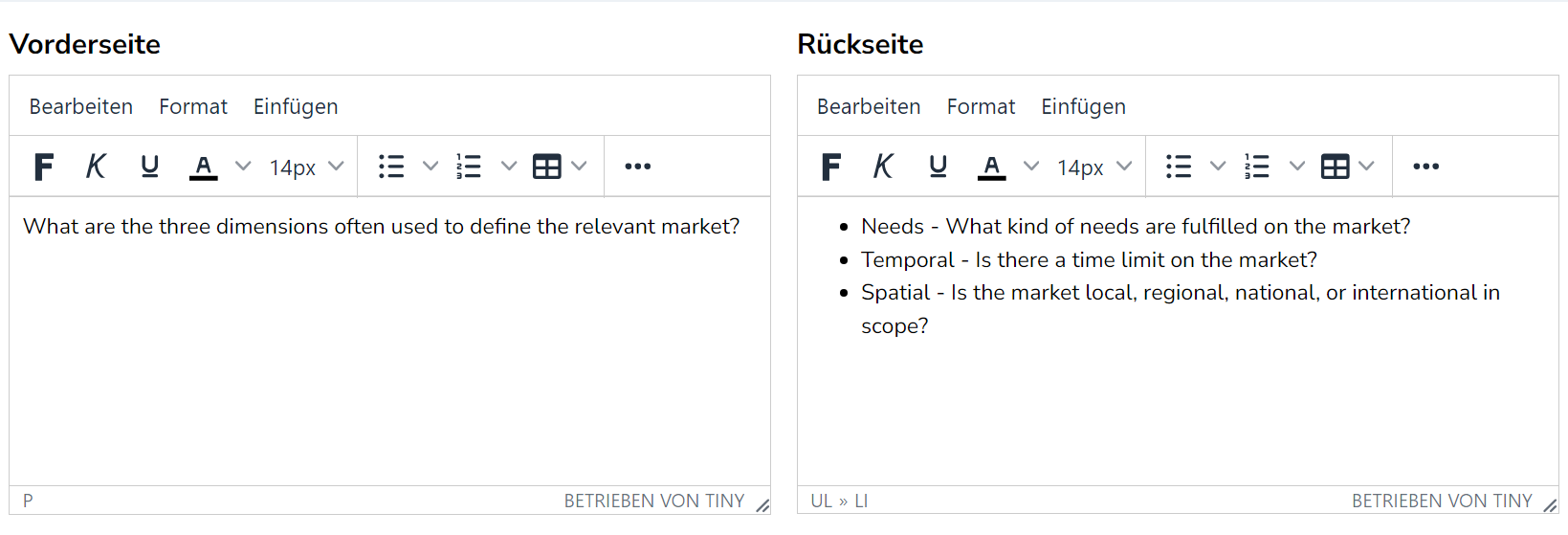 Studymaniac Flashcard editor